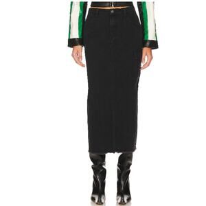 Revolve Superdown Nicolette Cargo Skirt Cotton Denim Midi Skirt Size Small Black